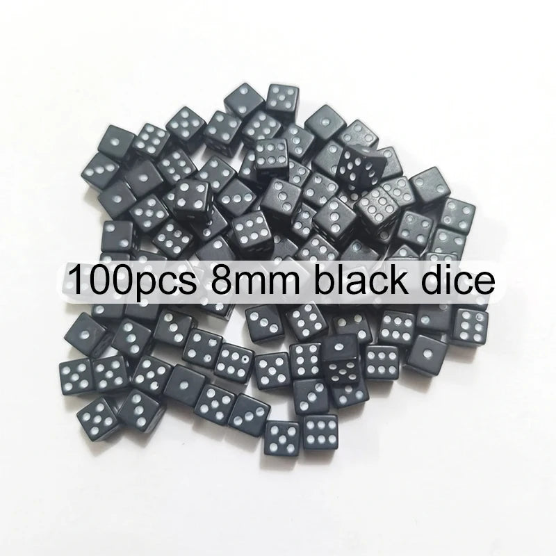 100pcs/lot 8mm Mini 6-sided Dice Acrylic for Party Leisure And Entertainment Gambling Props Chessboard Game Accessories TMZ