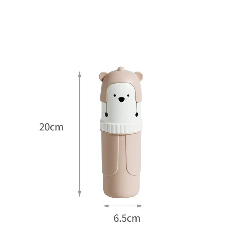 1PC Cartoon Bear Travel Portable Toothbrush Cup Cute Toothpaste Holder Box Storage Case Box Organizer Travel Toiletries Bathroom