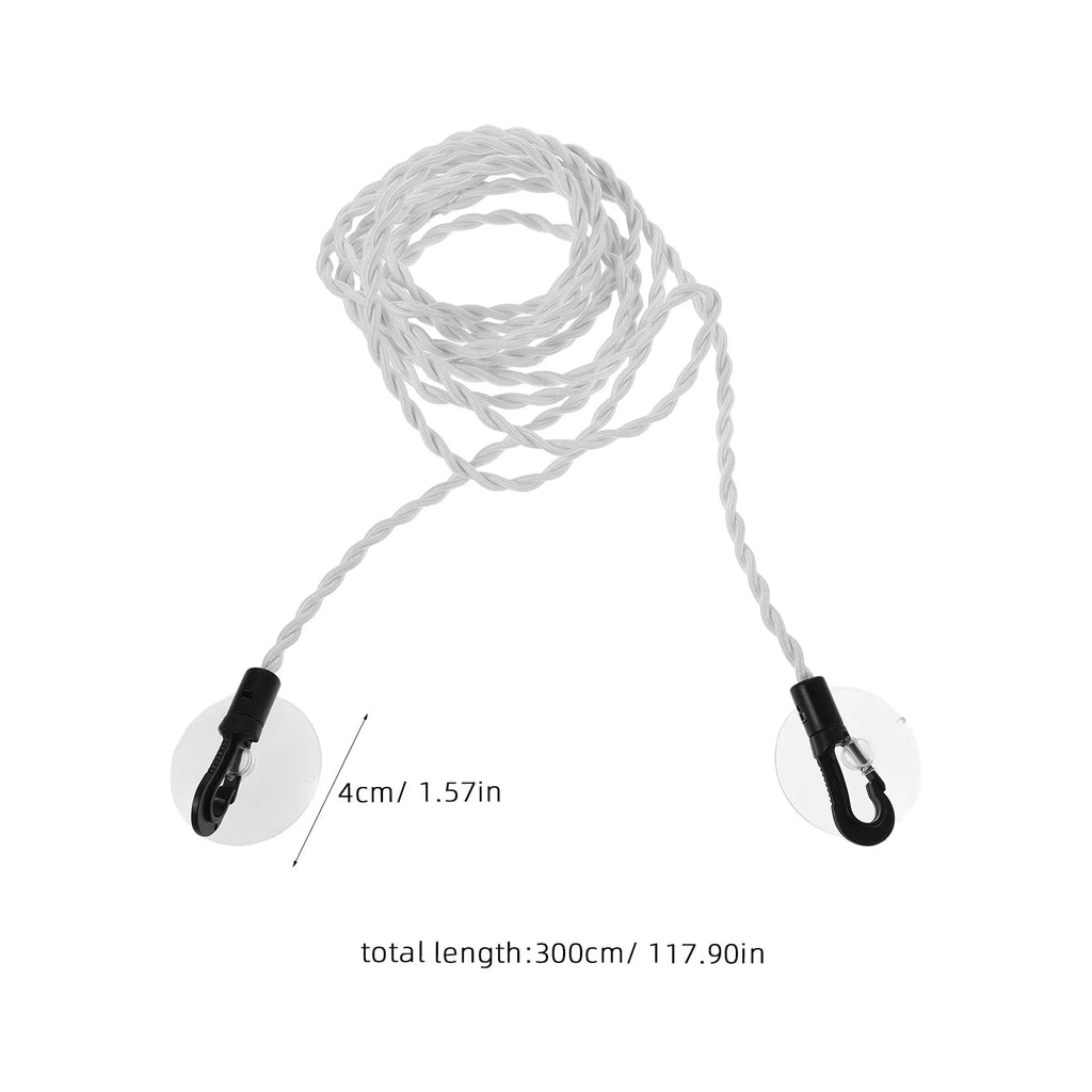 Portable Retractable Travel Clothesline Elastic Laundry Cord Suction Cups and Hooks for Indoor Outdoor Hotel Room