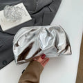 Women's Fashion Cloud Dumpling Bag PU Leather Ruched Handbag Minimalist Shoulder Crossbody Clutch Trendy Portable Underarm Bag