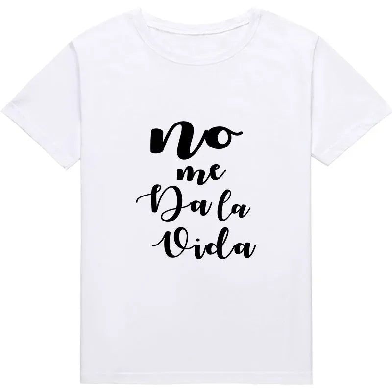 Casual Basics Ocollar White Shirt Short Sleeve Ladies T-shirt Drop Ship Letter It Doesn't Give Me Life Print Ladies T-shirt