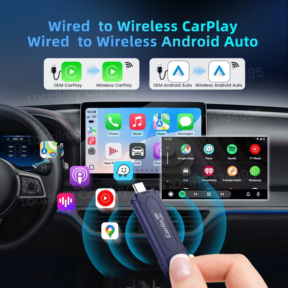 CarlinKit 5 Wireless Android Auto Wireless CarPlay Adapter 2In1 Mini SE Pro Auto Connect OTA Update Plug And Play USB-A/Type-C