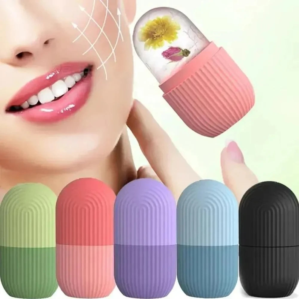 1 Striped Ice Compress Roller (Face Specific) Silicone Ice Tray Beauty Lifting Ice Ball Facial Massager Contour Eye Roller Facia