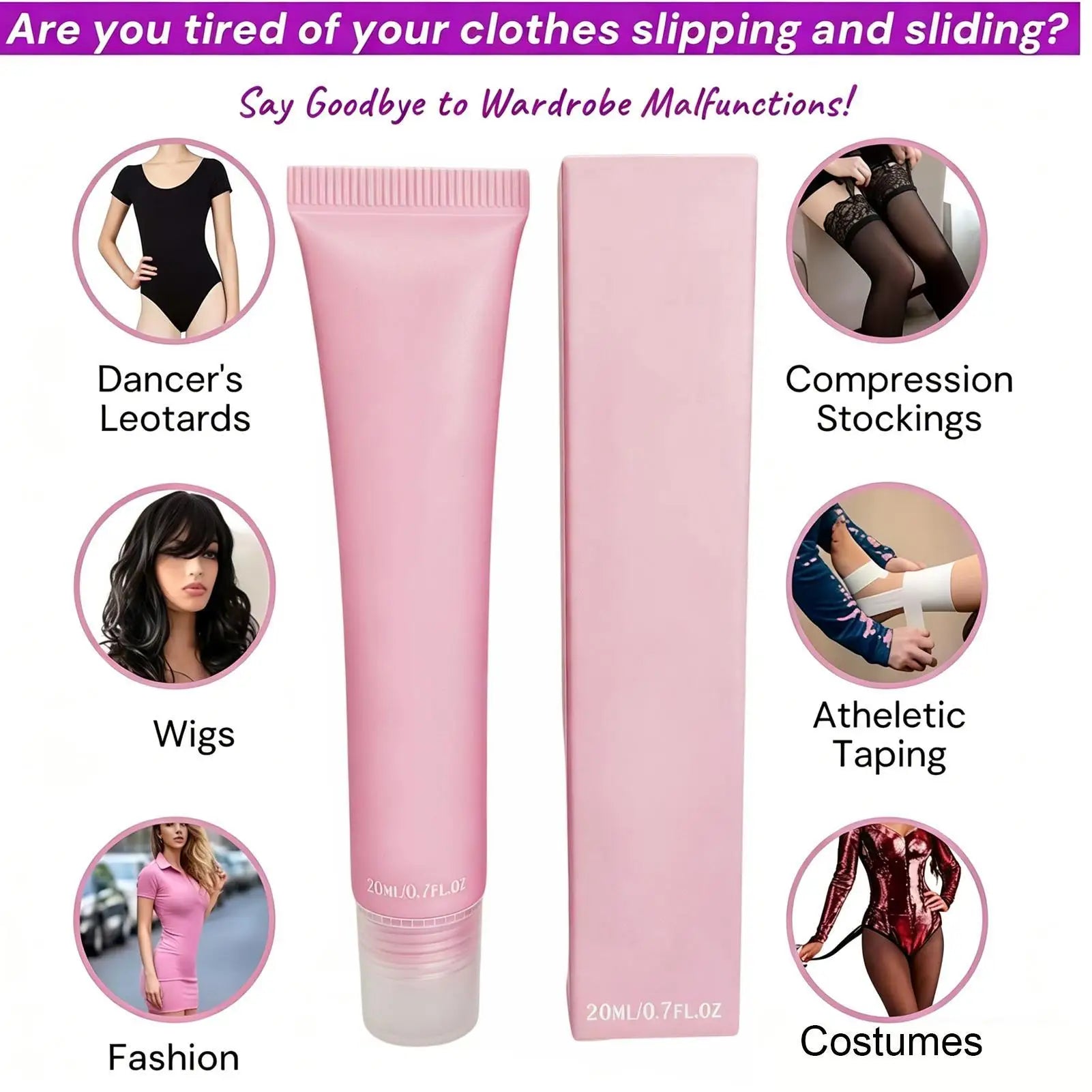 20ml invisible body gel Fabric-Safe Sweat Proof Washable Fast Drying Skin Adhesive Glue For Work Daily Commuting Compression
