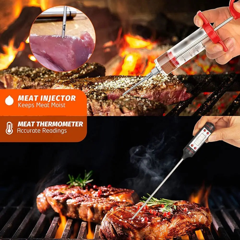 39 Pcs Outdoor BBQ Grill Accessories Tool Sets with Apron & Oxford Cloth Case Stainless Steel Stick Tools for Camping & Kitchen