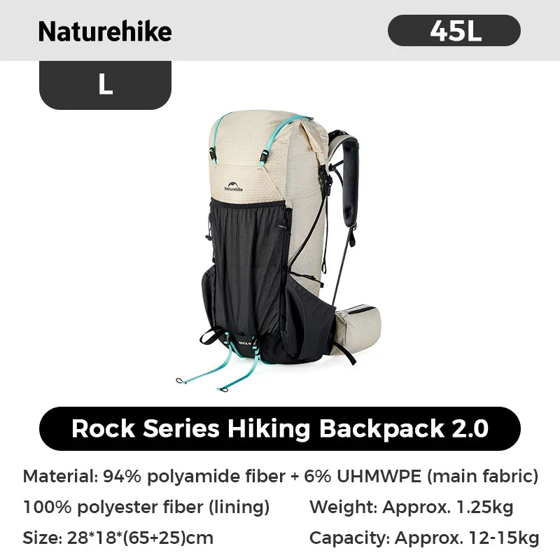 Naturehike Rock 2.0 Hiking Backpack Large Capacity Outdoor Backpack for Leisure Sports and Travel Climbing Camping Backpack