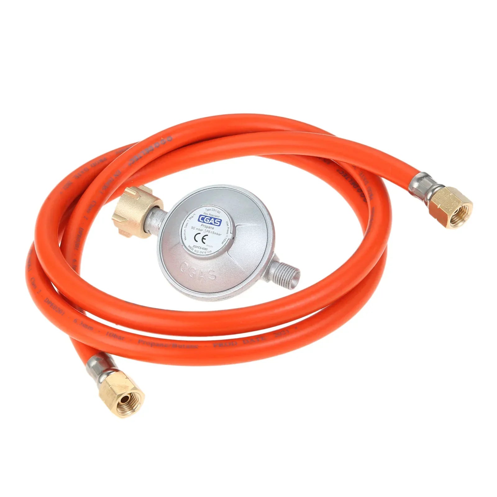 Gas Hose 150cm Pressure Reducer 50mbar Regulator Set with Transition 1/2" R X 1/4" Lks Adapter for LPG BBQ Gas Grill Gas Cooker