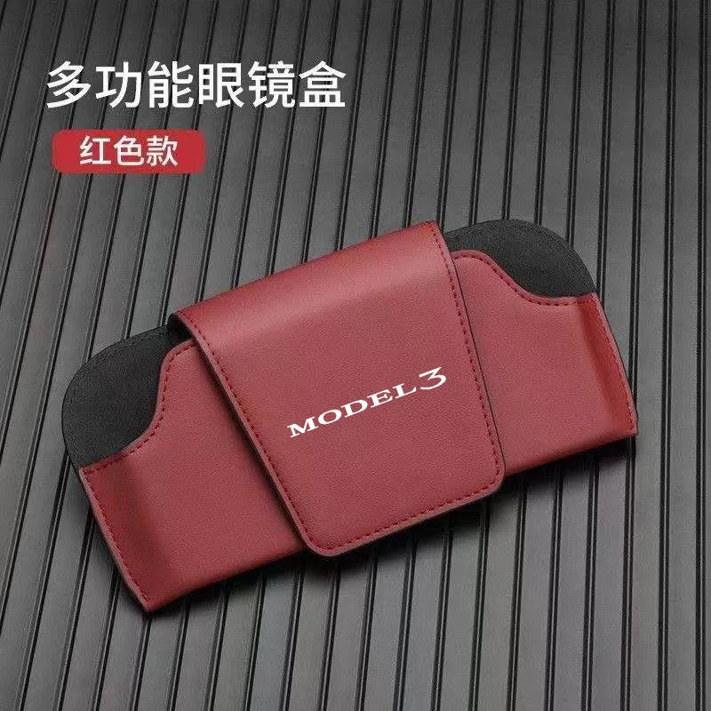 Car Sun Visor Leather Auto Sunglasses Clip Glasses Holder case Storage for Tesla modelY model3 modelX modelS model 3 X S Y