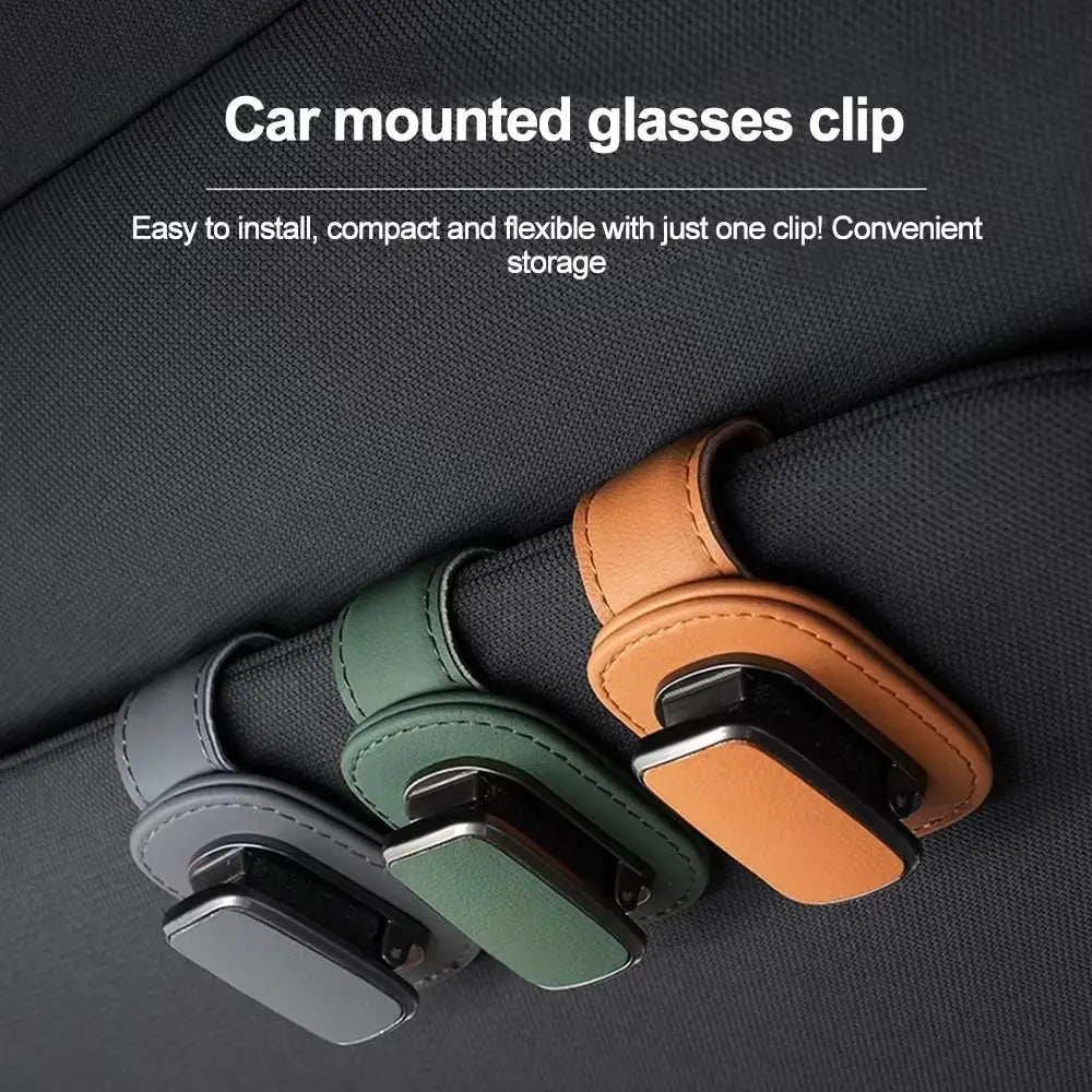 PU Leather Car Eyeglass Hanger Clip Elastic Anti-scratch Car Eyeglass Holder Ticket Card Clamp Auto Interior Accessories