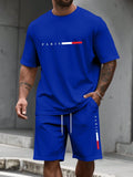 Men's sports two-piece set short sleeved T-shirt and shorts running and fitness sportswear summer promotion latest hot selling