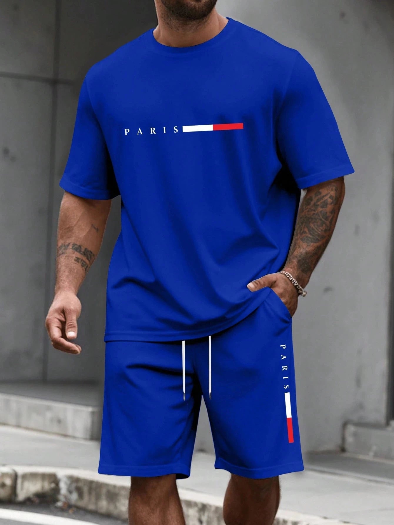 Men's sports two-piece set short sleeved T-shirt and shorts running and fitness sportswear summer promotion latest hot selling