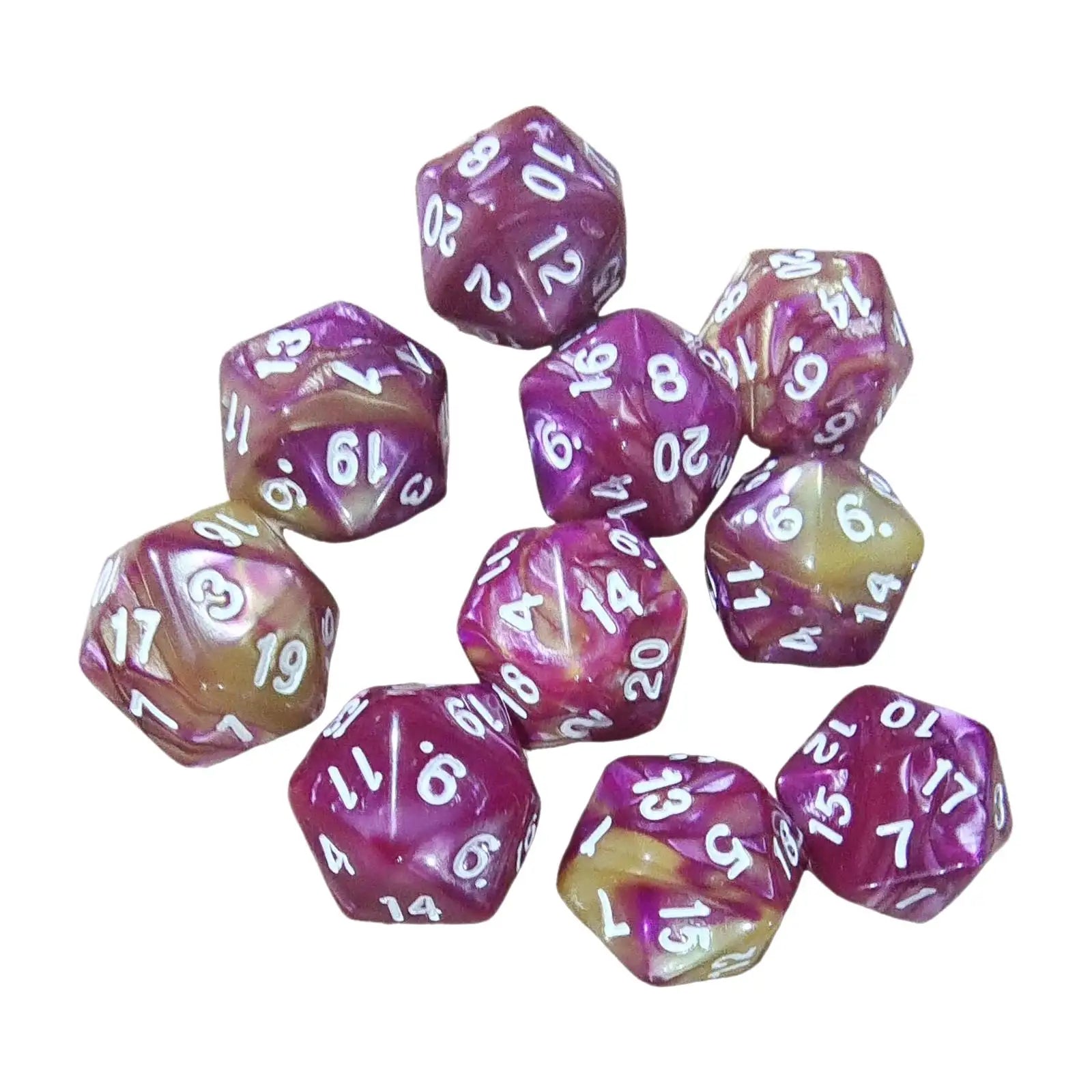 10pcs Polyhedral 20 Sided Dice D20 Dices RPG Dice Board Game Props Tabletop Gaming Supplies - Double Colors