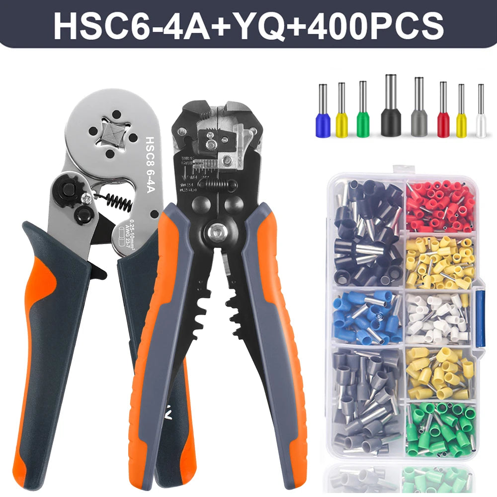 HSC8 6-4A/6-6A Crimping Pliers Kit,Stripping Cutting Plier with Tube Terminal Suit WOZOBUY Brand Electric Tools Set