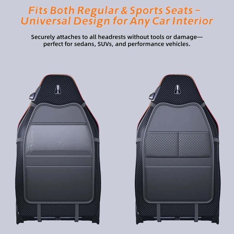 Backseat Car Organizer for Kids- Dual Pockets or Clear Tablet Window, Waterproof & Scratch-Resistant Seat Back Protector
