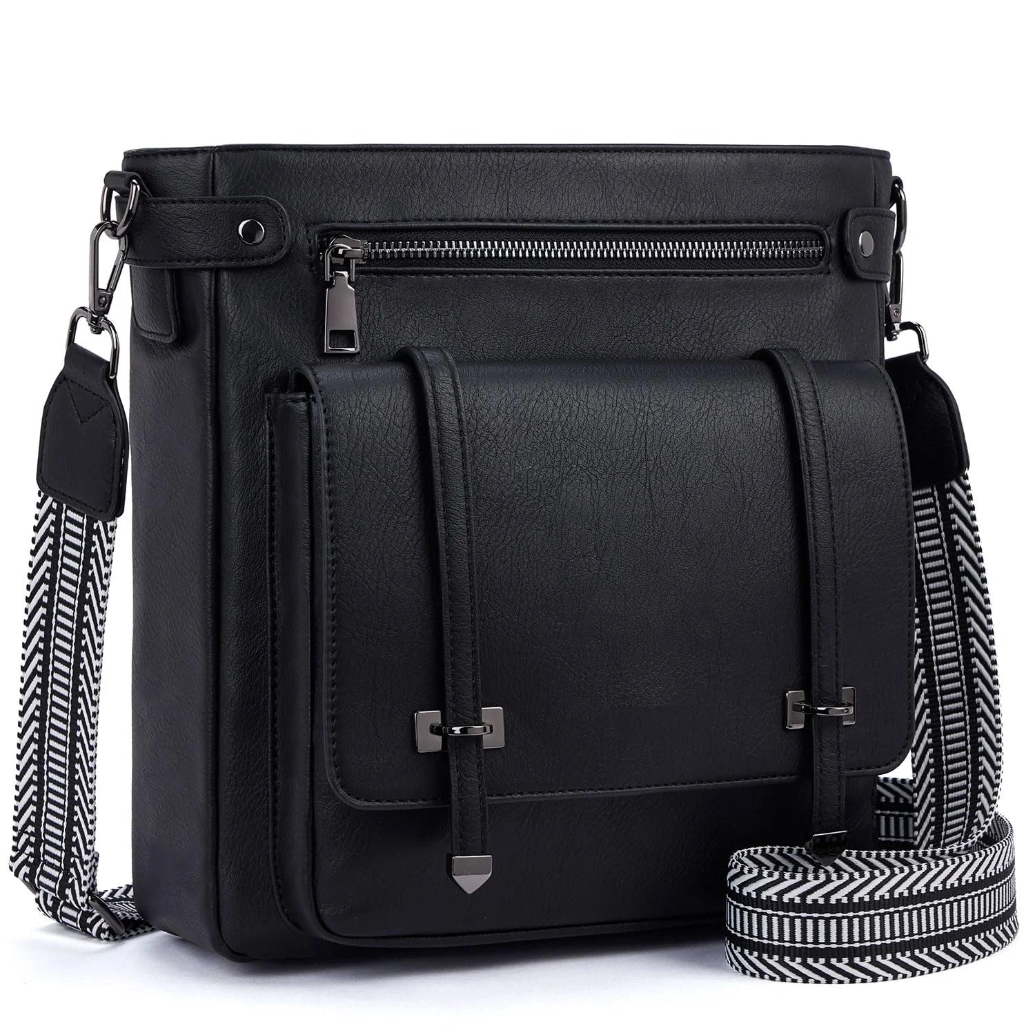 Women's Large Capacity Crossbody Bag, Single Shoulder Crossbody Bag, Messenger Bag, Multi-Pocket Travel Bag, Bohemian Style Shoulder Strap - Faux Leather