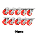 10PCS Car Swivel Casters 360 Degrees Heavy Duty Wheel Caster 1.5 Inch Wear Resistant Mute Heavy Trolley Wheels Red Swivel Castor