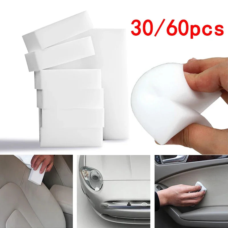30/60pcs Magic Sponge Melamine Foam Cleaning Eraser Car Home Kitchen Bathroom Nano Sponges Cleaning Car Wash Maintenance