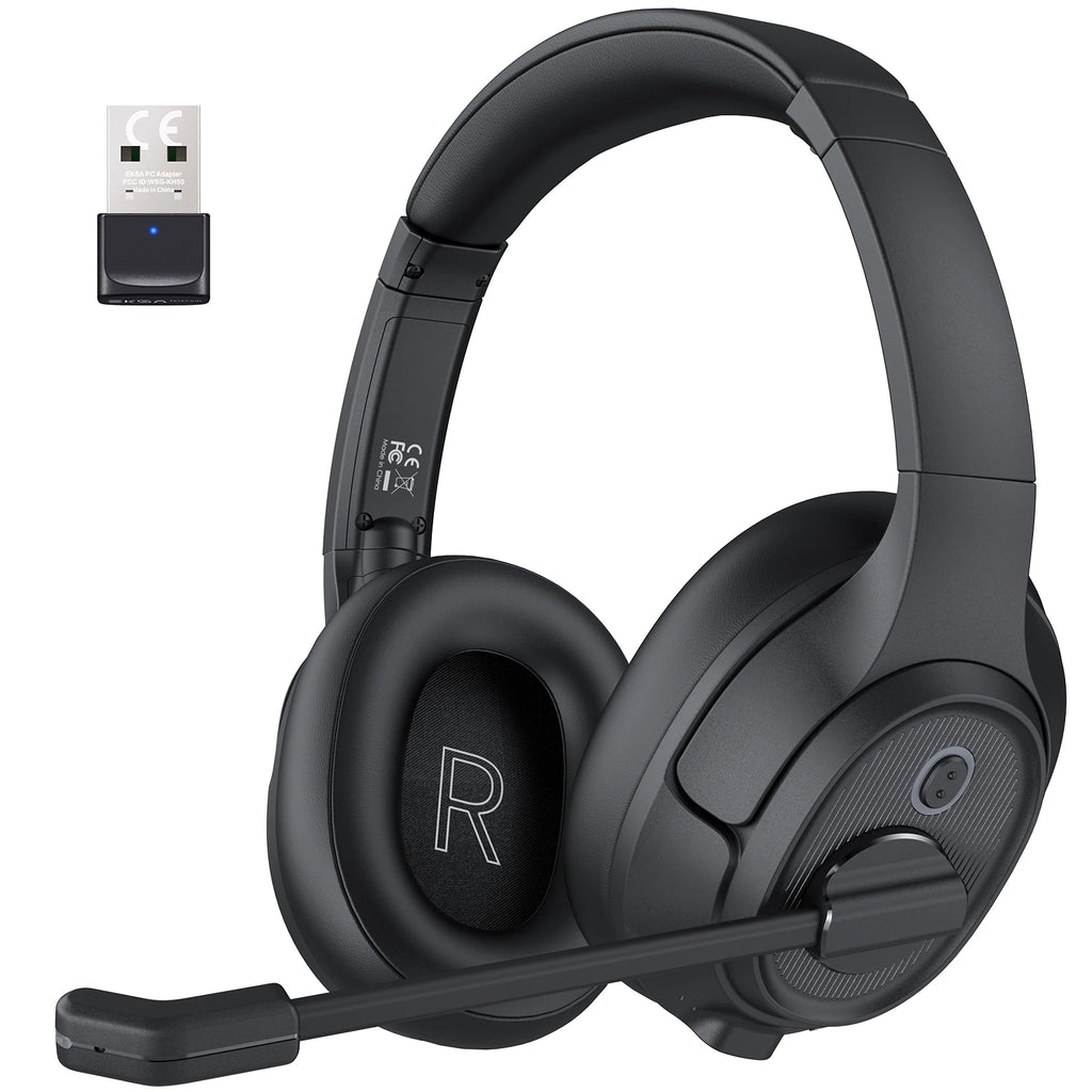 EKSA H6 Wireless Headphones Bluetooth 5.0 Headset with USB Dongle ENC Call Noise Cancelling Mic 30H Playtime For Office Computer