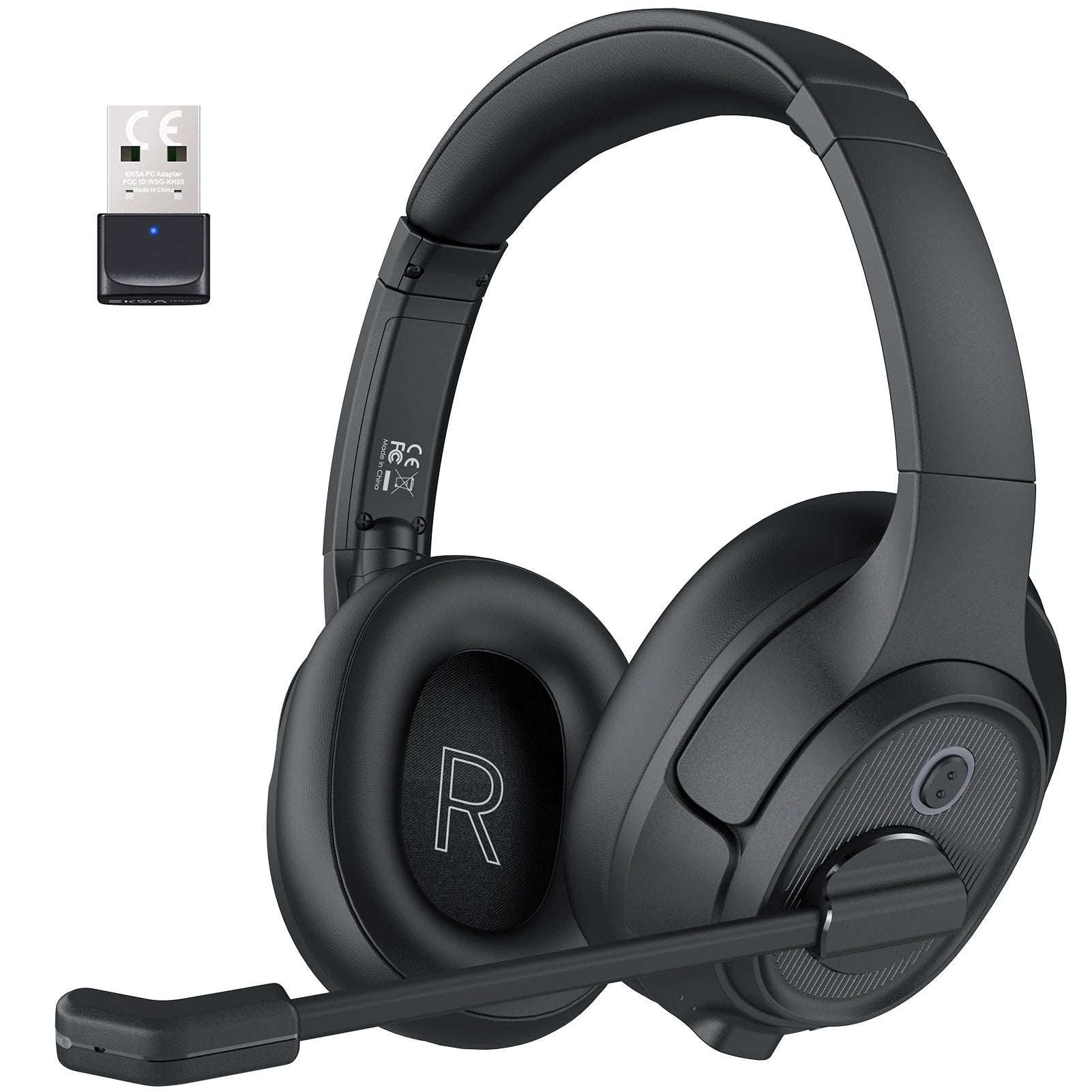 EKSA H6 Wireless Headphones Bluetooth 5.0 Headset with USB Dongle ENC Call Noise Cancelling Mic 30H Playtime For Office Computer