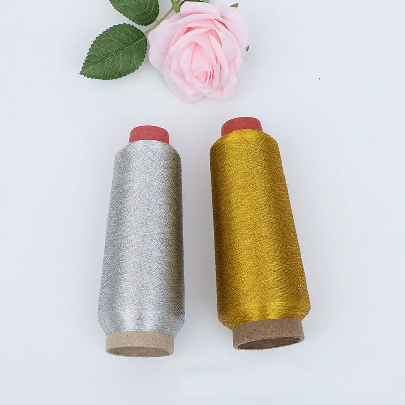 Metallic Thread Embroidery Gold Silver Machine Embroidery Threads Polyester Sewing Thread Spools for Embroidery