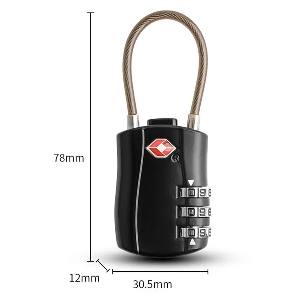 Waterproof Portable Small Padlock Padlock with Steel Cable TSA Customs Lock Smart Combination Lock Customs Code Lock