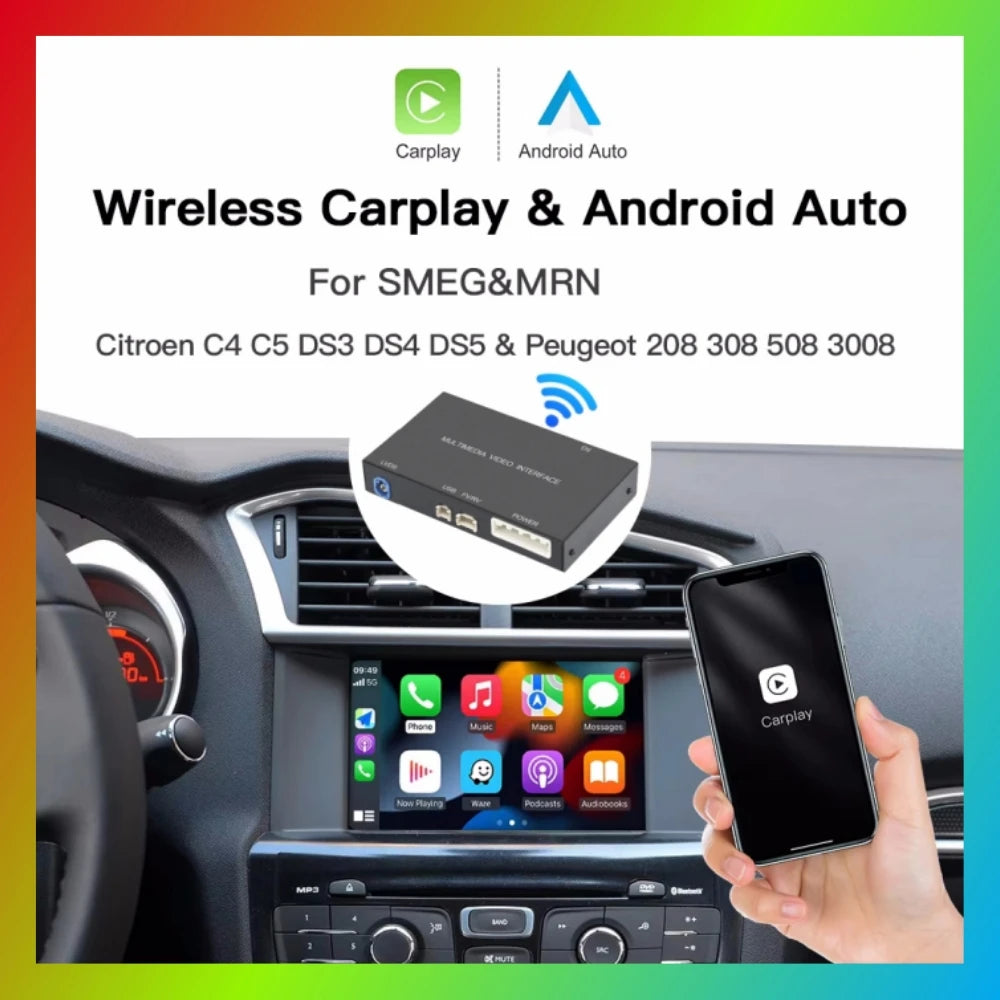 Wireless Carplay Adapter Android Auto Module For Peugeot Citroen SMEG MRN 208 308 508 3008 & C4 DS3 DS5 Support Reverse Camera