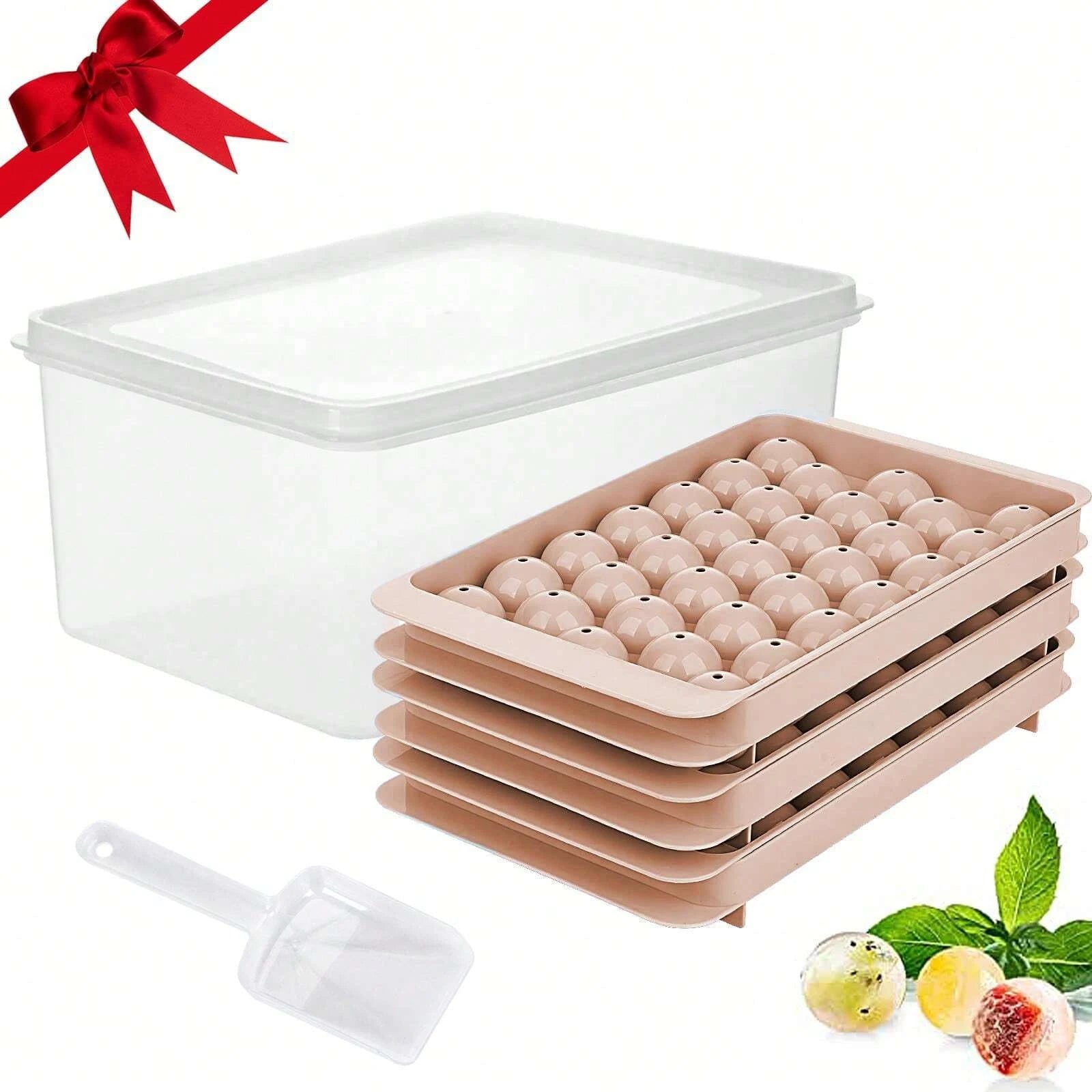 Round Ice Cube Tray Set 3 Trays 1 Ice Bin And Scoop Upgraded Ice Trays Circle Ice Cube Mold Tray for Cocktail Whiskey Coffee