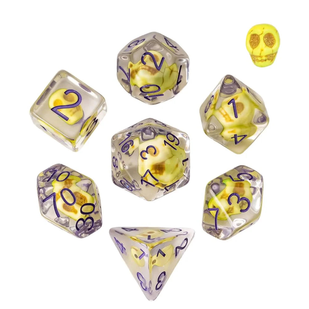 Cusdie 7 SKULL DND Dices Transparent D4 D6 D8 D10 D% D12 D20 Polyhedral Dice Set for D&D Pathfinder Role Playing Board Games