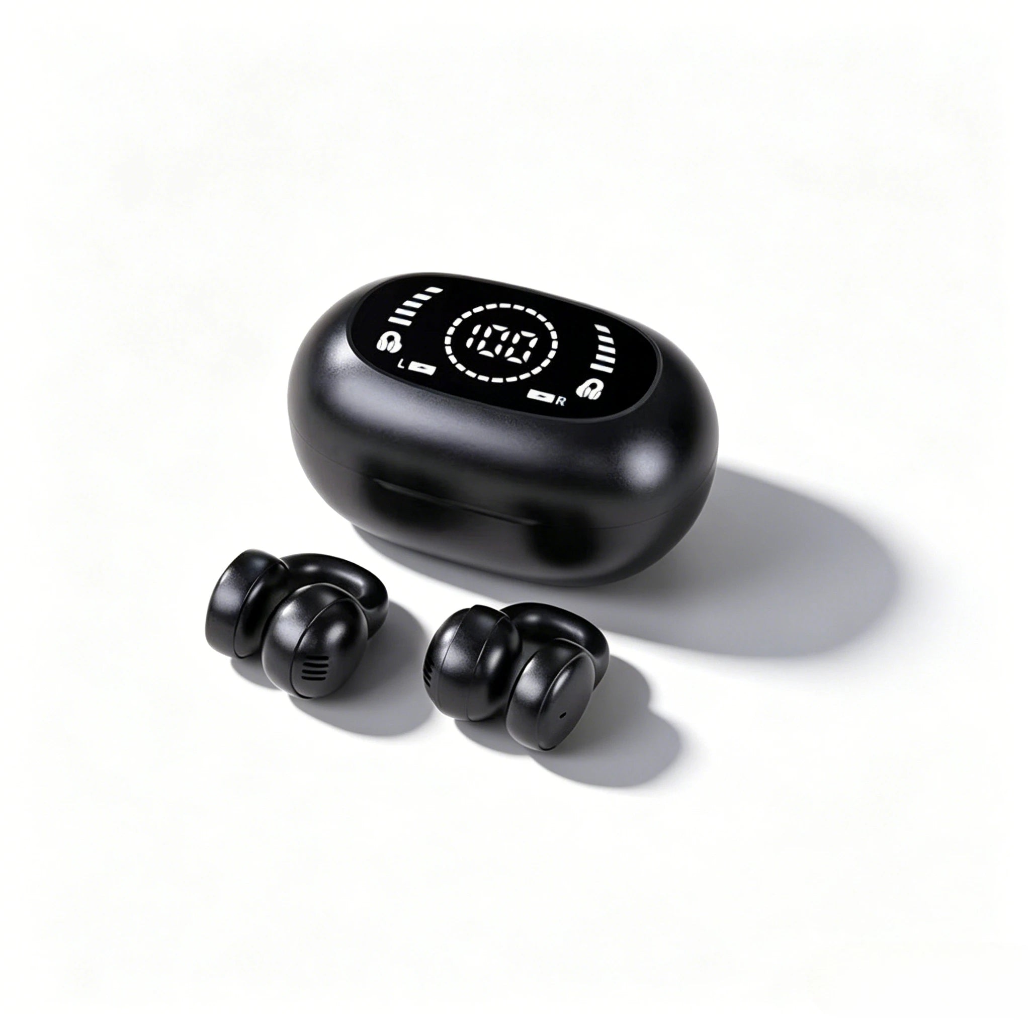 Digital Display Ows Ear Clip Wireless Bluetooth 5.4 Headphones with Noise Reduction for Sports Music New Mirror-Style Headphones