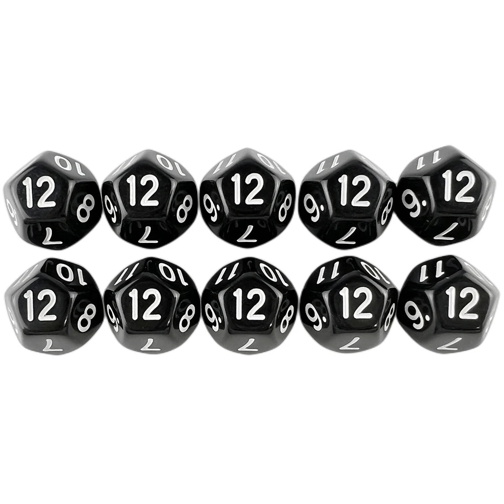 D12 Polyhedral Dice 18mm TRPG DND Digital Dice Game Set 12 Sides 10Pcs for Board Game