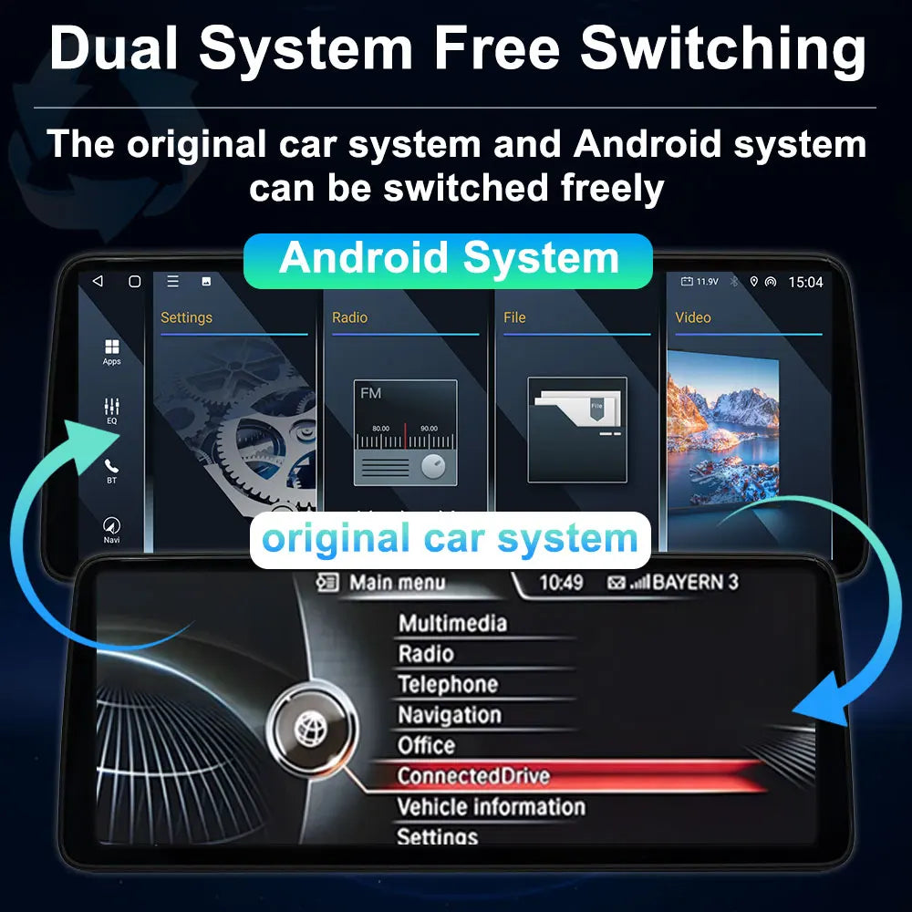 12.3 '' Ultra-thin Screen Android 16 BT for BMW 5 Series E60 E61 E62 2004 - 2012 CIC CCC System GPS Car Video Multimedia Player