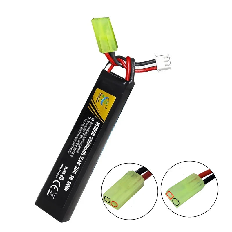 7.4V 2500mAh Lipo Battery Split Connection for Water Gun 2S 7.4V Battery for Mini Airsoft BB Air Pistol Electric Toys Guns Parts