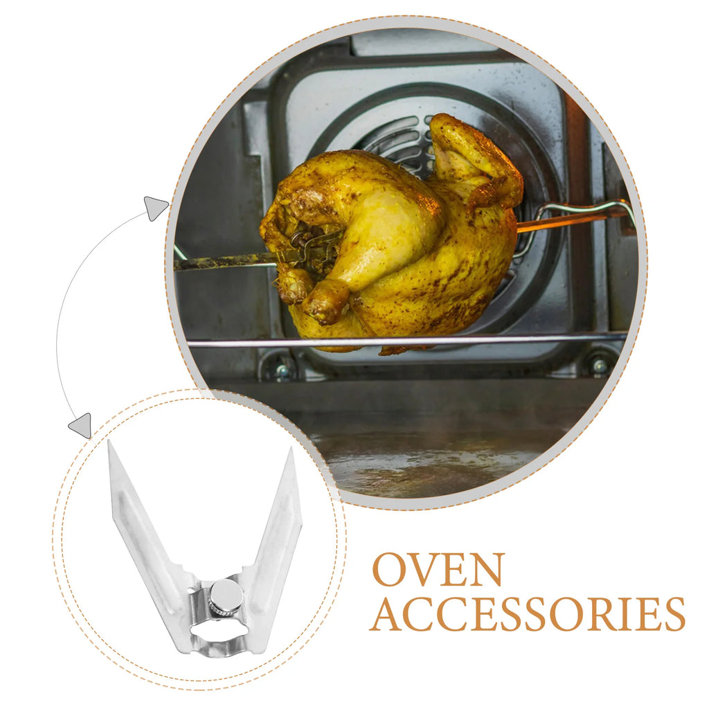 2pcs Rotisserie Spit Stainless Steel Bbq Forks Kitchen Gadget Roasting Tools Chicken Grills Meat Forks Cooking Accessories