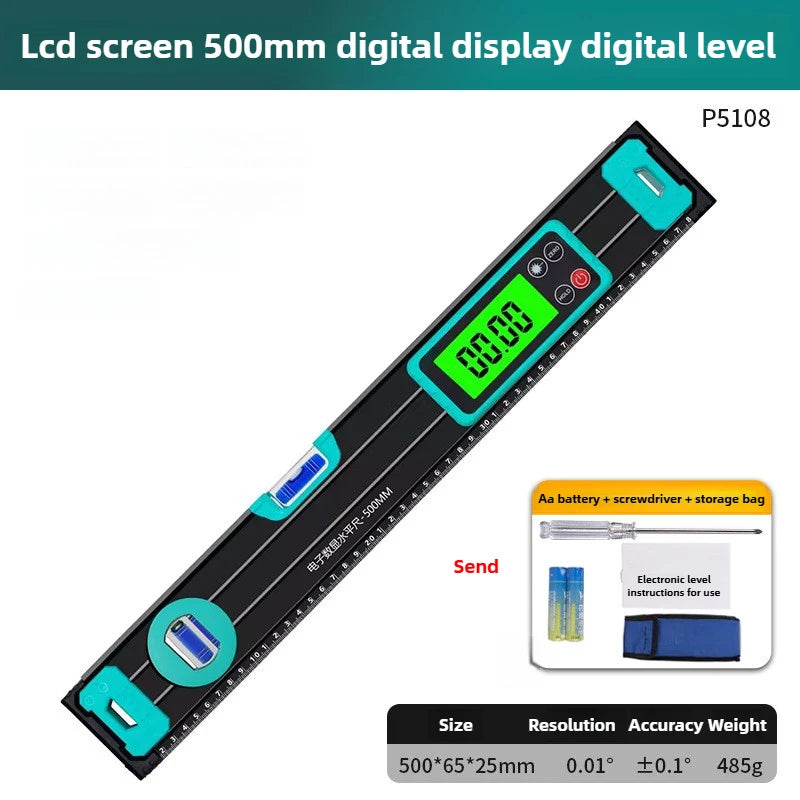 Household Level Ruler High-precision Magnetic Measuring Tool Multi-functional LCD Display Horizontal Ruler Portable Gauging Tool