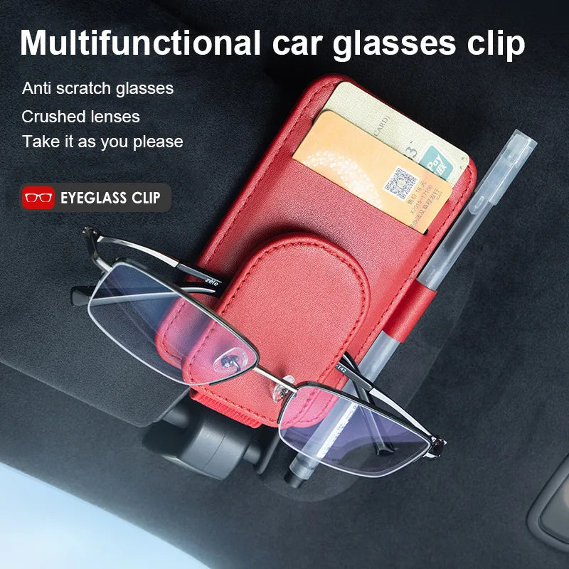 Car Mounted Multifunctional Glasses Clip Ticket Holder, Practical High-End Circular Eye Clip, Multifunctional Accessory