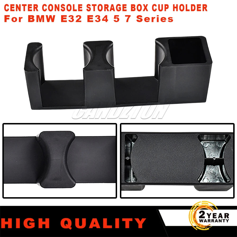 For BMW E32 E34 5 7 Series 1 Pc New Center Console Storage Box Drink Dual Cup Holder ABS Black Easy Installation Car Accessories