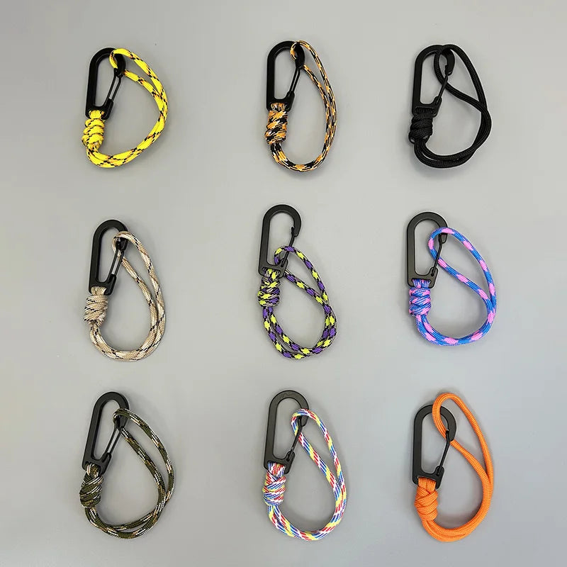 Braided Paracord Keychain Lanyard Outdoor Camping Backpack Quick Release Carabiner Hook Anti-Lost  Wrist Lanyard Hiking EDC Tool