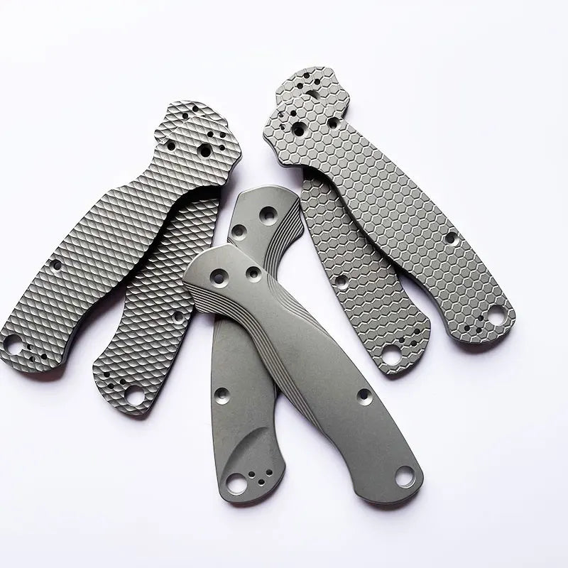1 Pair Titanium Alloy Knife Handle Scales for Spyderco C81 Para 2 Folding Knives