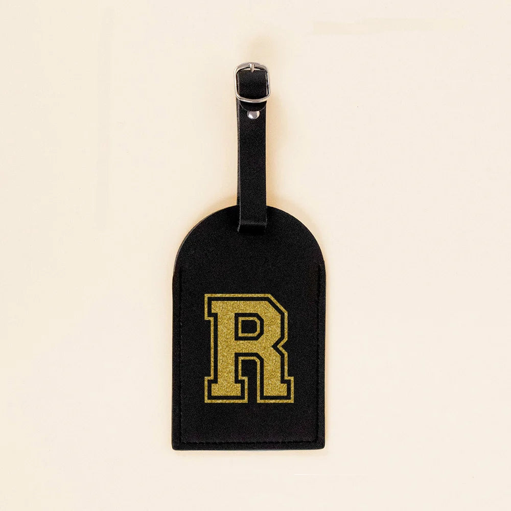 Vintage Initial Print Women PU Leather Luggage Tag Suitcase Label Baggage Boarding Bag Tags Travel Neceser Accessorie Best Gift