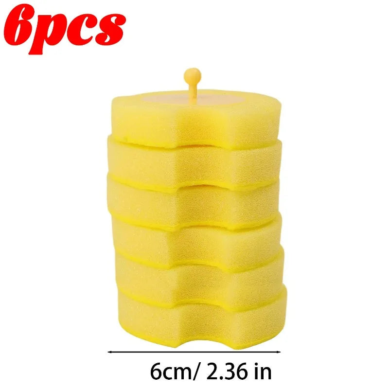 1/30x Disposable Toilet Brush Yellow Sponge Cleaning Pads Handle Replacement Sponge Wipe Head Home Bathroom Cleaning Supplies