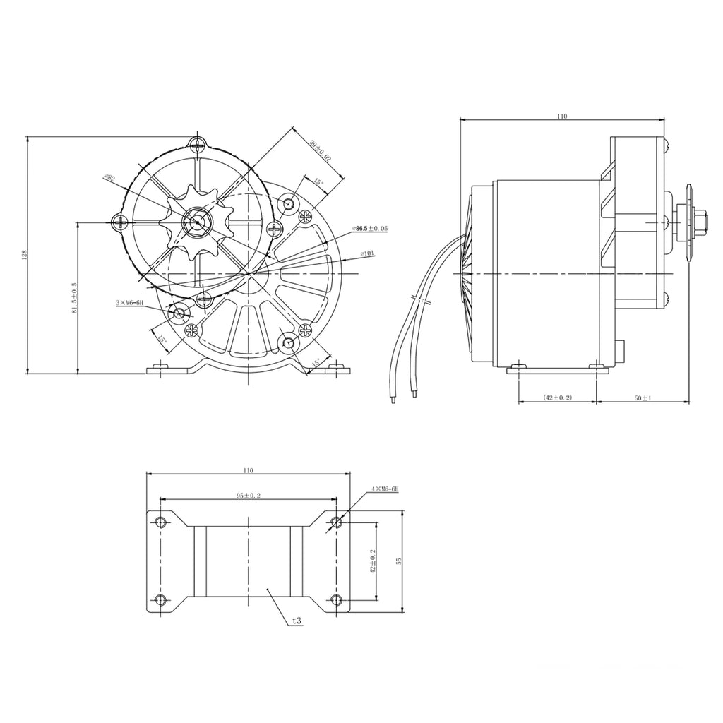 12/24/36v Powerful Electric Motor with Belt Pulley Kit Low Speed High Torque Electric Motor for Various Industrial Uses