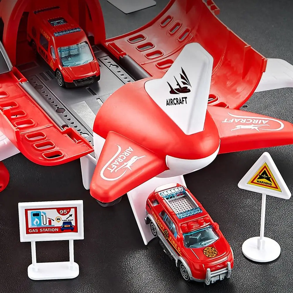 Red Blue Inertia Rail Airplane Toy Deformable Track Plastic Inertia Car Plane Model Road Sign Helicopter