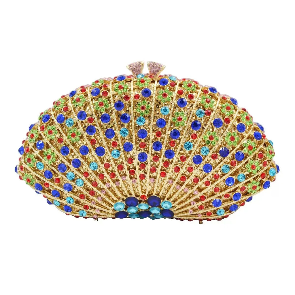 Fan Women Full Crystals Handbags for Dinner Party Luxury Diamond Evening Bag Wedding Bridal Purses Gala Banquet Gems Purse