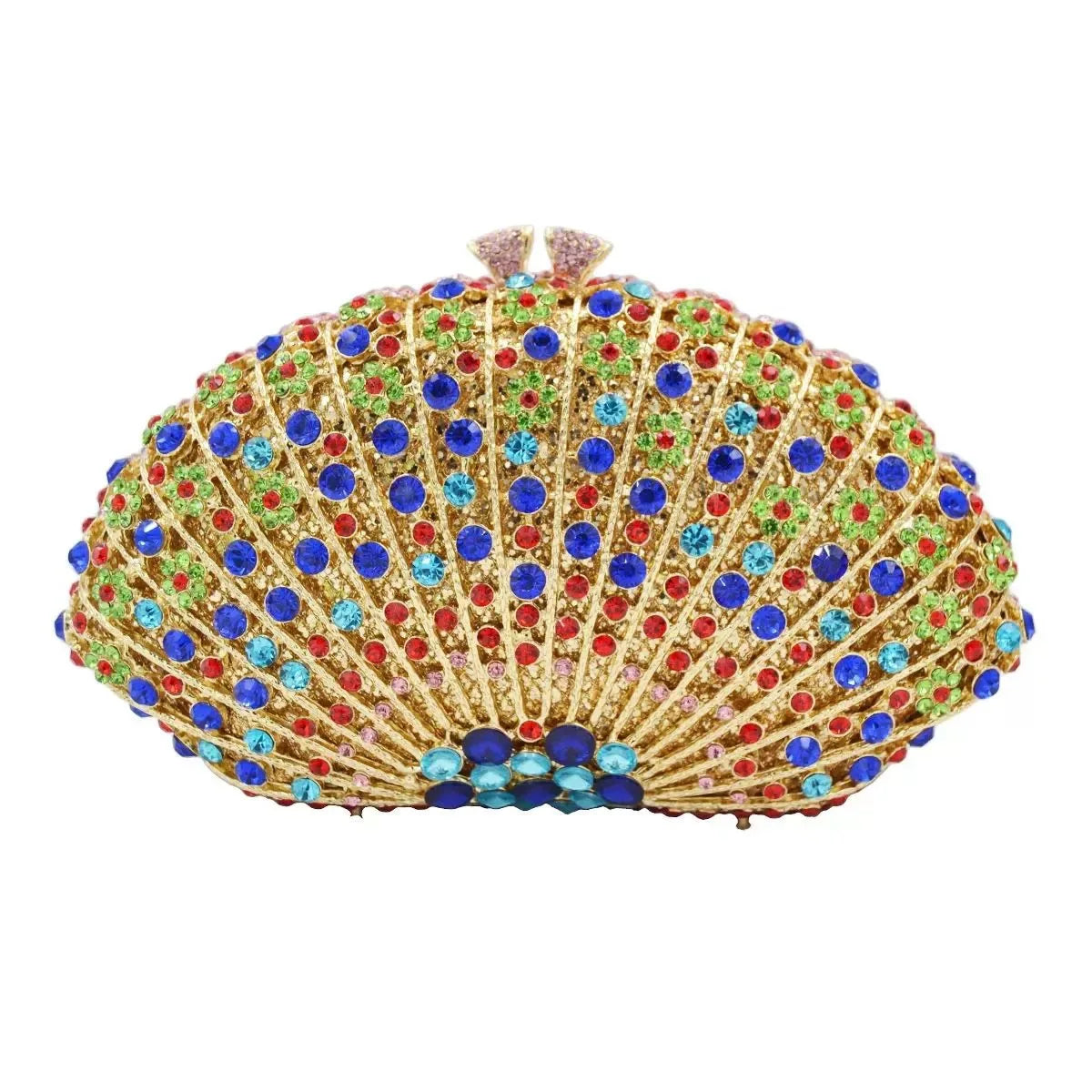 Fan Women Full Crystals Handbags for Dinner Party Luxury Diamond Evening Bag Wedding Bridal Purses Gala Banquet Gems Purse