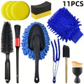 11Pcs Car Cleaning Tool Set Duster Pointed Hub Brush Long And Short Cleaning Brushes Suitable for Car Cleaning Tool