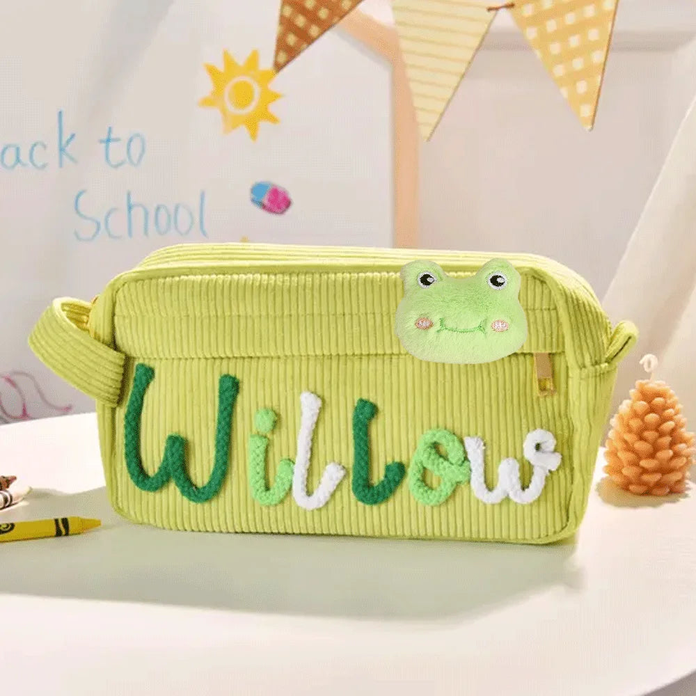 1pc Custom Corduroy Makeup Bag: Personalized yarn name bag, stylish and simple mini portable storage bag with large capacity