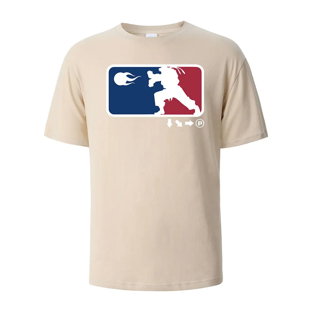Game Player Printing T-shirt For Men Wowen 100% Cotton Summer Breathable Tops O-neck Oversize Tees Short-Steeved Men's Clothing