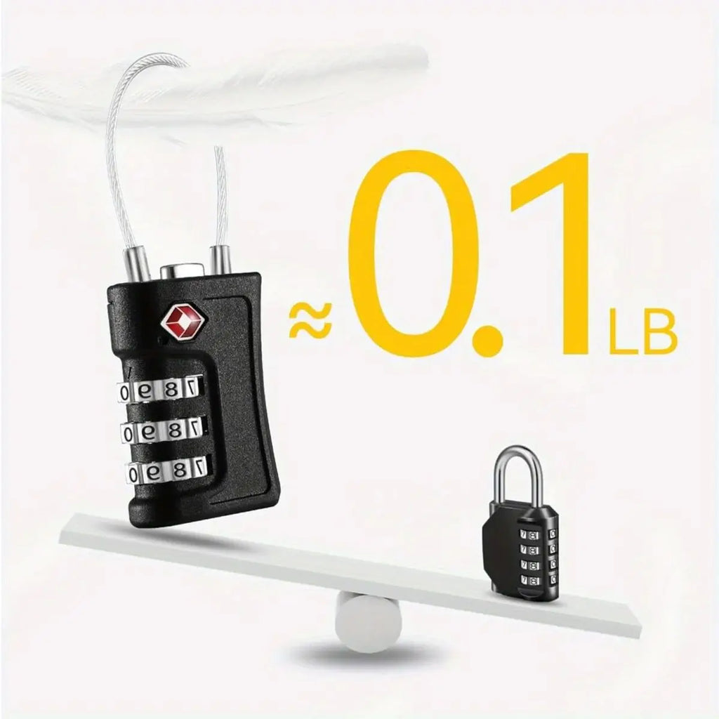 1-4pcs TSA Customs Code Lock for Travel Luggage Password Changeable black Lock Contrast Design Padlock 3 Digit Combination Lock