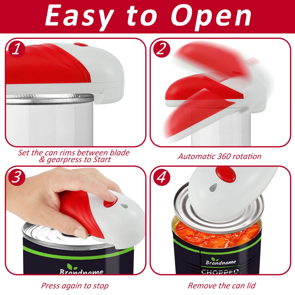 Automatic Can Opener One-Touch Operation Electric Tin Opener No Sharp Edge Handheld Can Opener Kitchen Gadgets Tools