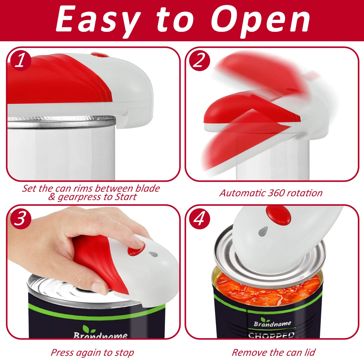 Automatic Can Opener One-Touch Operation Electric Tin Opener No Sharp Edge Handheld Can Opener Kitchen Gadgets Tools